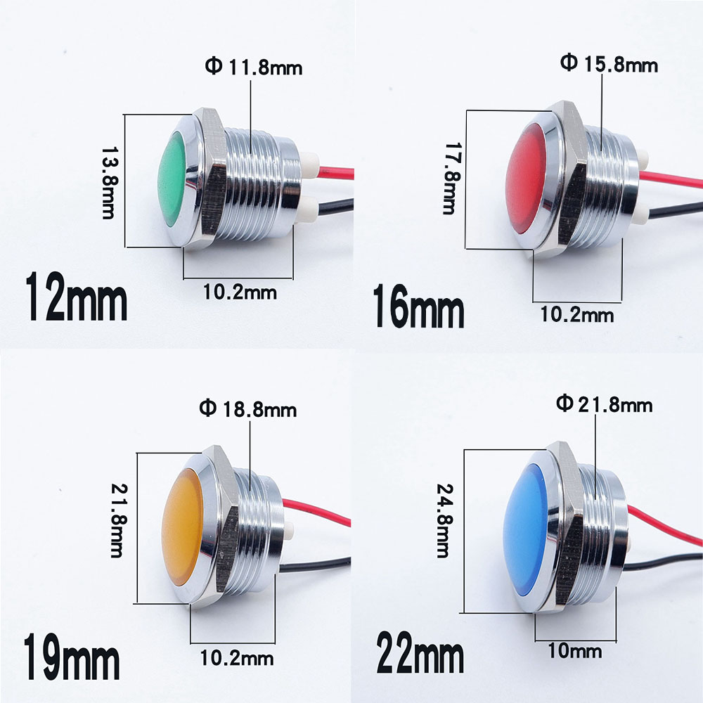 10pcs 12/16/19/22mm Metal LED  - Signal Panel Orange recension och pris