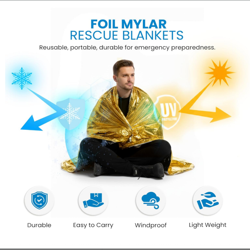 10 Pack Gold Reflective Emerge - Survival Blanket Reflective recension och pris