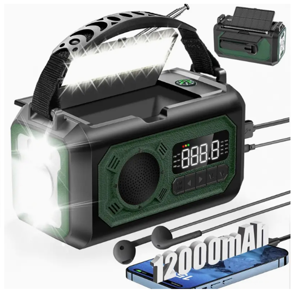 12000mAh Weather Radio AM/FM/N - Solar Emergency Charger recension och pris