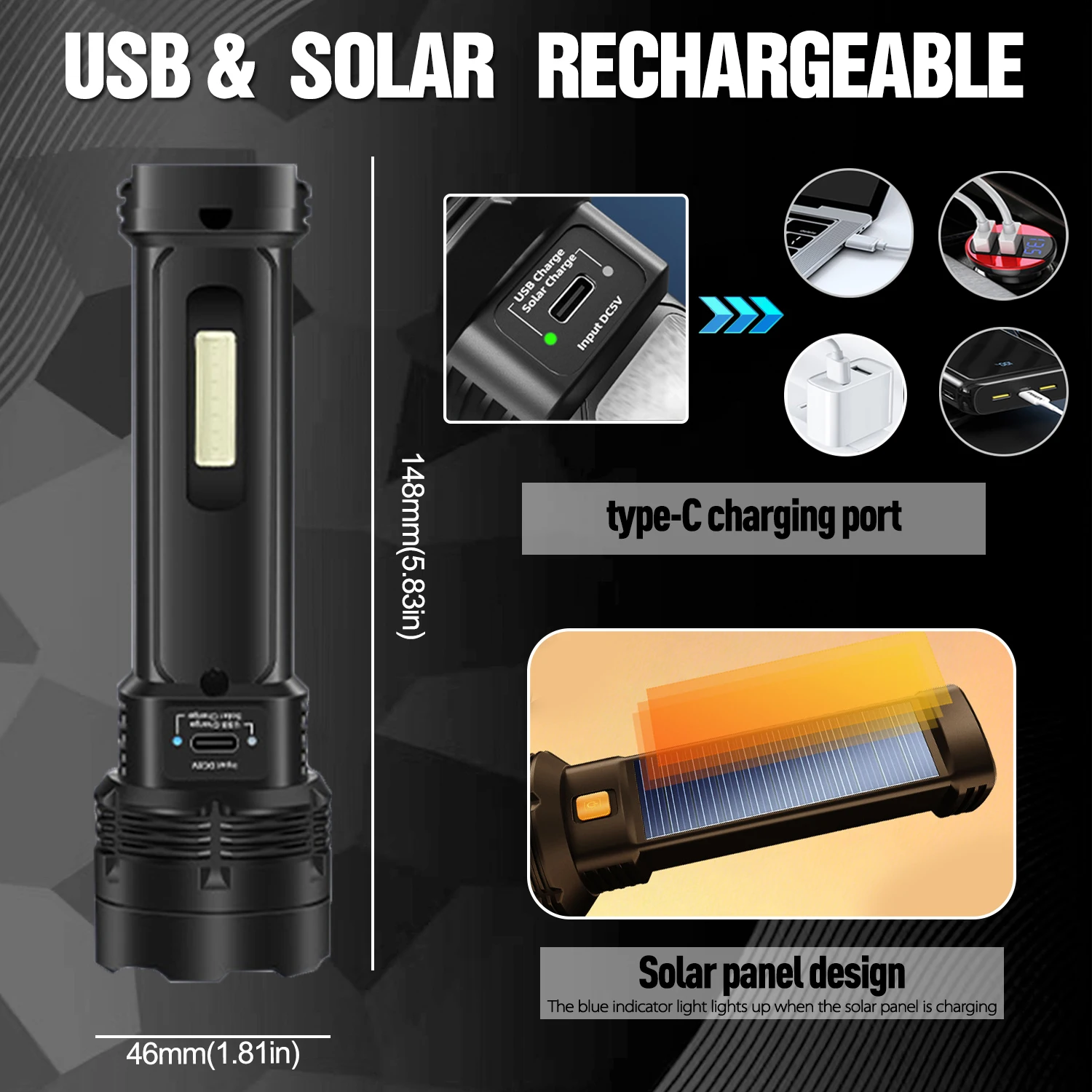 Solar-powered Flashlight Super - Solar Emergency Charger recension och pris