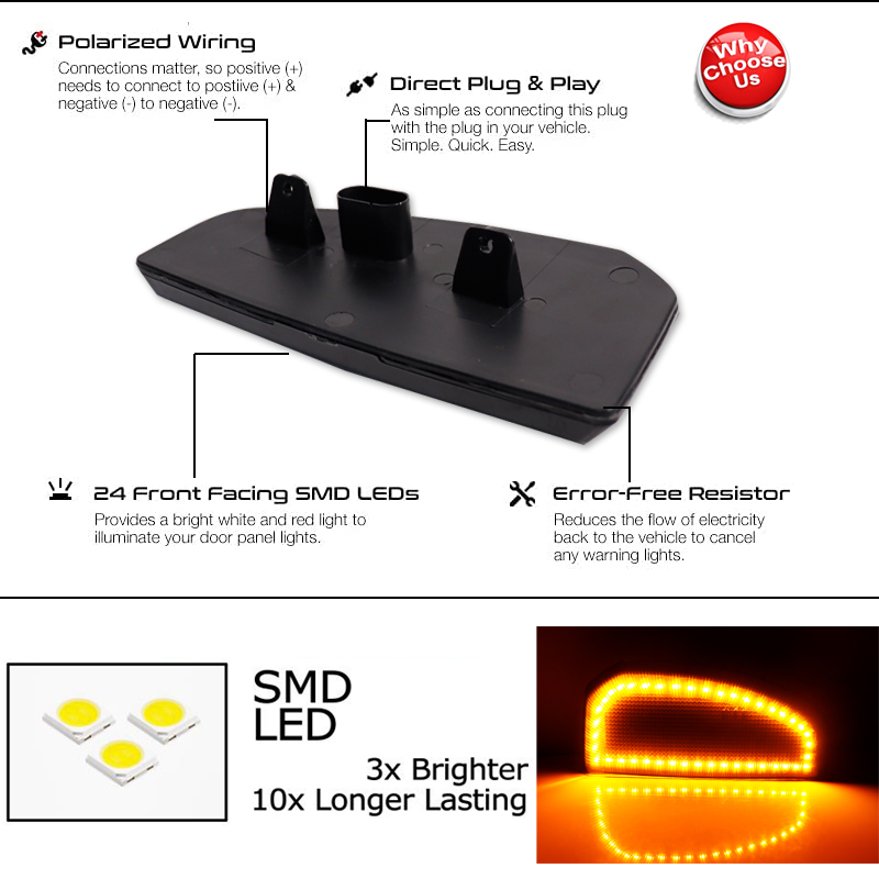 2pcs Switchback LED Side Mirro - Signal Panel Orange recension och pris