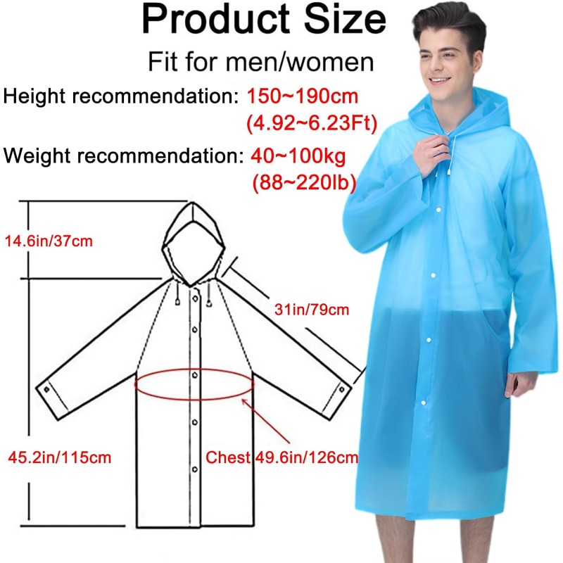 1 Pcs Reusable Rain Poncho for - Emergency Poncho Rain recension och pris