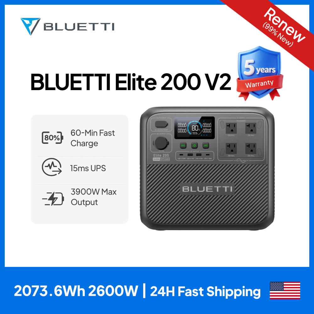 【Renew】BLUETTI Elite 200 V2 Po - Solar Emergency Charger recension och pris
