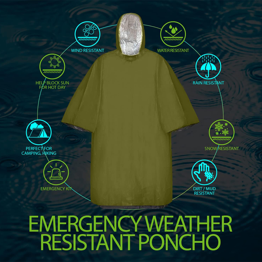 ZHUOHUA 5 Pack Emergency Survi - Emergency Poncho Rain recension och pris